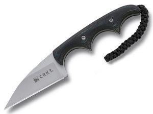 CRKT-2385 Minimalist Neck Knife By Folts, 2'' Wharncliffe Blade, With Kydex Sheath, Micarta Scales