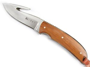 CRKT -2820 Kuskokwin Kommer Signature Hunter Fixed Blade Knife, 3.25'' Drop Point Blade With Guthook, Leather Sheath , Rare, Discontinued