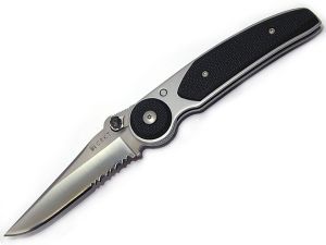 CRKT-4013 Bladelock Designed By Michael Walker,  Folding Pocket Knife, Black Zytel Inlay Handles, With Stainless Steel Pocket Clip