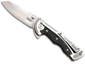 CRKT-5190  Klecker Graphite Folding Knife, 3.06''  Satin Plain Blade, With Pocket Clip,Stainless Steel Handles With G-10 Overlays
