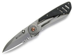 CRKT-5580 H.U.G Folding Pocket Knife By Ed Halligan, 2.3'' Part Serrated Blade, Glass Filled Nylon Handles, With Pocket Clip