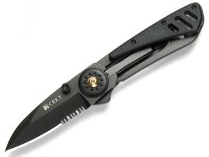 CRKT-5580K HUG Folding Pocket Knife, 2.3'' Black Part Serrated Blade, Zytel Scales, Money Pocket Clip