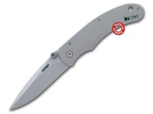 CRKT-6012 Navajo Folding Pocket Knife, 3'' Part Serrated Blade, Stainless Steel Handles, With Pocket Clip