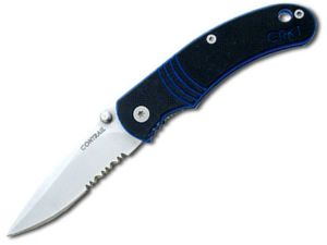 CRKT-6031 Contrail Linerlock Pocket Knife, , 2.5'' Drop Point Blade, Blue G-10 Handles, With Pocket Clip, Made In Italy