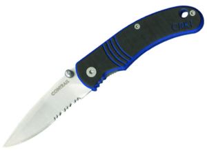 CRKT-6032 Contrail Liner Lock Pocket Knife, By Jim Hammond, G-10 Blue Scales, 3'' Part Serrated Blade, Made In Italy- Discontinued- Rare Find