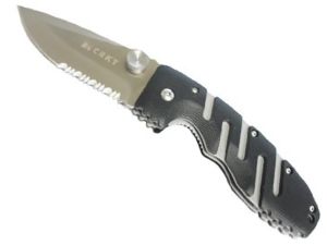 CRKT-6813 Ryan Model 7 Folding Pocket Knife, Black Zytel Handles, ,3.5'' Part Serrated Blade, With Pocket Clip