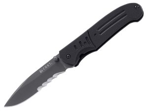 CRKT-IGNITOR T WITH VEFF SERRATIONS-6865 Assisted Opening Knife ( 3.38" Dark Gray Titanium Nitride)