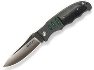 CRKT-7122M   Lake Sentinel Folding Pocket Knife,Micarta Scales, 3.5'' Plain Blade, With Leather Sheath