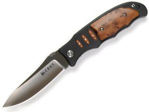 CRKT-7122S Lake Sentinel Folding Pocket Knife, With Stag Scales, 3.5'' Plain Blade, With Leather Sheath