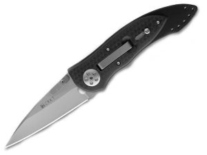CRKT Knives-7303A  ,Elock Black  Automatic Folding Knife, 2.875'' Plain Blade, W/ Pocket Clip, Automatic Conversion