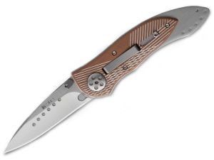 CRKT Knives-7323A , Elishewitz Elock Bronze  Automatic Folding Knife, 2.75'' Plain Blade, W/ Pocket Clip, Automatic Conversion