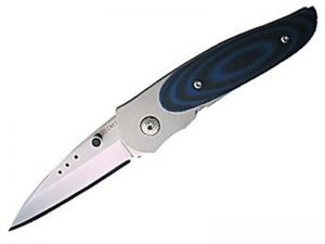 CRKT- 8001 Viele Wasp Folding Pocket Knife, By Howard Viele, 2.87 Spearpoint Blade, Blue-Black G-10 Handles, Framelock, Discontinued