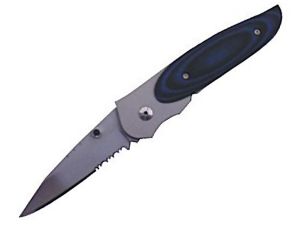 CRKT-8002  Viele Wasp Folding Pocket Knife By Howard Viele, Ble/ Black G-10 Scales, Pocket Clip, 3.13'' Part Serrated Blade