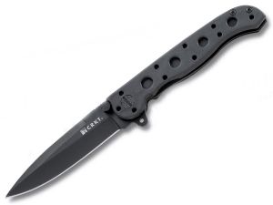 CRKT -M16-01KZ  Tactical Folding Pocket Knife, Flipper, 3'' Black Plain Blade, Zytel Scales, With Pocket Clip
