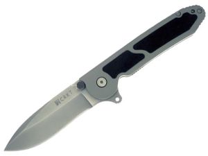 CRKT-M18-02K Folding  Carson Flipper Knife, Aluminum Handles/With G-10 Inserts, , 3'' Plain Drop Point Blade, With Lanyard Hole
