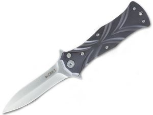CRKT Knives-5280A, Ti Dye Automatic Button Lock Knife, With Safety Slide Button