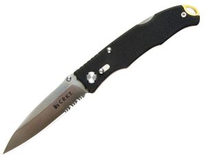 CRKT-7266 Bandera Folding Pocket Knife, BY  Ron Lake, Black -G-10 Handles, 3.25'' Plain Blade, With L.B.S Safety