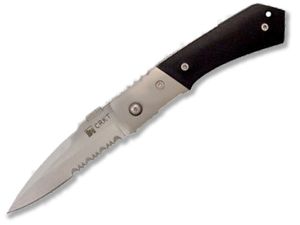 CRKT-8112 Tighe Tac Folding Pocket Knife, Zytel Scales, 3'' Part Serrated Blade, With Pocket Clip