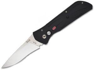 D.K.D Knives-Python Automatic Folding Knife, Black Aluminum Handles, 3.5'' Satin Plain Blade , With Pocket Clip