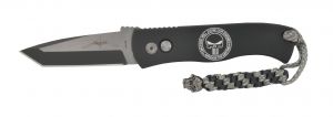 Pro-tech  Knives - E7T3 , Punisher CQC-7 Tactical Automatic Knife , 3.25''  Tanto Plain Blade , Black  Aluminum Handles , W/ Pocket Clip , Lanyard