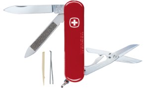 Wenger-16940 , Esquire Red Folding Pocket Knife, 1.75' Drop Point Blade,Multitool , Keyring, Tweezers, Rare, Discontiuned