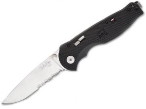 S.O.G  FSA-97 Flash I  Assisted Opening Knife, 2.5'' Satin Part Serrated Blade, Black Zytel Handles , W/ Pocket Clip