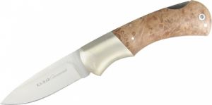 Ka-Bar Knives- KT2605 , Technocut  Folding Pocket Knife, Brown Maple Burl Wood Handles,3'' Plain Blade,Made In iTaly, Rare, Discontinued