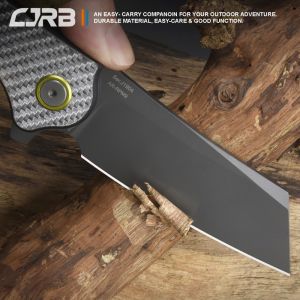 CJRB Crag J1904 AR-RPM9 Powder Steel Gray PVD Blade Sliver Carbon Fiber Handle Folding Knives