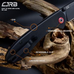 CJRG Feldspar J1912 AR-Rpm9 Powder Steel Black PVD Coated Blade G10 Handle Folding Knives