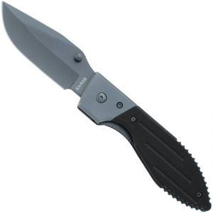 Ka-Bar Knives-02-3072 , Warthog II Folding Pocket Knife, Black G10 Handles, 3-1/6'' Plain Blade, W/Pocket Clip