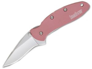 Kershaw Knives-1600PINK, Chive By Ken Onion , Assisted Opening Knife, 1.94'' Plain Blade,  Pink Aluminum Handles, W/Pocket Clip