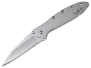 Kershaw-1660-LEEK Assisted Knife ( 3" Sandvik Plain Blade, Stainless Steel Handles)