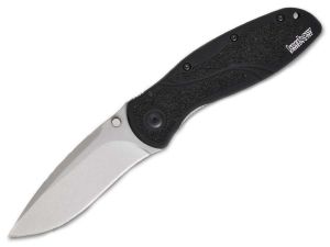 Kershaw Knives-1670S30V , Blur By Ken Onion, Assisted Opening Pocket Knife, 3-3/8'' Stonewash Plain Blade, Black Aluminum Handles, W/ Pocket Clip