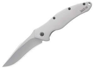 Kershaw Knives-1840 , Shallot By Ken Onion Assisted Opening Pocket Knife, , 3.5'' Plain Blade,  Stainless Steel Handles,W/ Pocket Clip