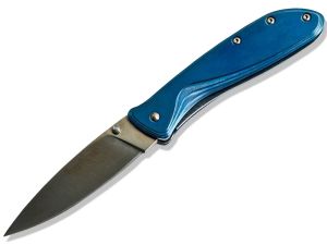 Kershaw Knives-1450 , Sapphire Folding Pocket Knife, Linerlock, 3'' Satin Plain Blade, Blue Titanium Handles, Rare, Discontinued