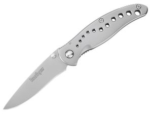 Kershaw -1640BLKST  Vapor Pocket Knife, B;lack Stainless Steel Handles, 3'' Black Part Serrated Blade