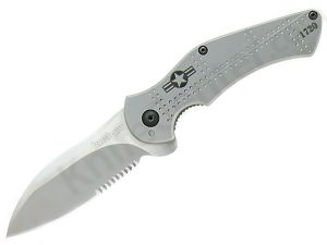 Kershaw Knives-1720ST , , Junkyard Dog  Folding Pocket Knife, 2-7/8'' Part Serrated Blade, Stainless Steel Handles, W/ Pocket Clip, Discontinued