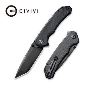 Civivi - Brazen Flipper Knife Black G10 Handle (3.46" Black Stonewashed D2 ) C 2023C