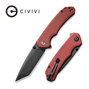 Civivi - Brazen Flipper Knife Burgundy G10 Handle (3.46" Black Stonewashed D2 ) C 2023B