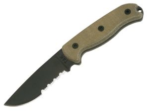 Ontario - 8603 - TAK-1 Serrated Fixed Blade Knife  ( 5" 1095 Carbon Steel, Micarta Handle, Cordura Sheath )