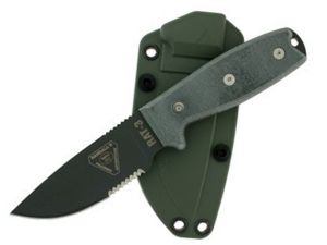 Ontario- 8625 -RAT-3 Fixed Blade Knife ( 3.3" Serrated D2 Steel, Micarta Handle, Blade-Tech Sheath ) Rare & Discontined Product