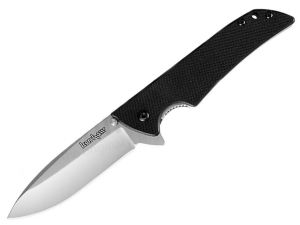 Kershaw Knives-1760 , Skyline Flipper Assisted Opening Knife, Black G-10 Handles, 3-1/8'' Plain Blade, W/ Pocket Clip