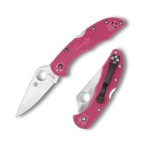 Spyderco Knives-C11PPN Delica  Pink Folding Knife, 2.88'' V-10 Plain Blade, Pink FRN Handles, Rare, Discontinued