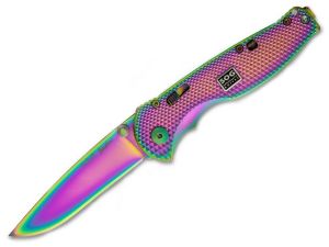 S.O.G -RAFSA-7 Flash I Assisted Opening Pocket Knife, 2.5'' AUS-8 Spectrum Blade, Rainbow Aluminum Handles, Rare, Discontinued