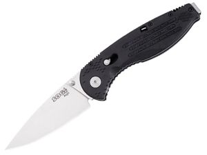 S.O.G Knives-AE-01 Aegis  Assisted Opening Pocket Knife,3.5'' Satin  Plain Blade,Black GFN Handles,W/ Pocket Clip