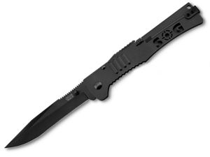 S.O.G Knives-SJ-52 Slim Jim XL , Assisted Opening Pocket Knife,4.18'' Black Plain Blade, 420 Stainless Steel Handles,W/ Pocket Clip