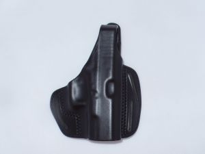 Blackhawk-420005BK-R , 3-Slot Pancake Holster For Glock-26/27/33, Black Leather, Right Hand Use, With Covered Trigger Guard