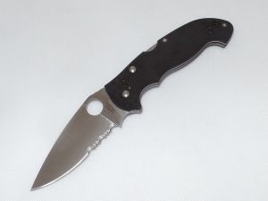 SpydercoKnives-C95GP Manix,  Original Lockback Folding Knife, G-10 Black Handles, 3.75'' Part Serrated Blade, S30 V, No Box