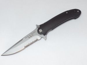 Smith & Wesson-SWHRTMGS Magnesium Folding Pocket Knife, ,3.65'' Part Serrated Blade, With  Pocket Clip, 440C Stainless Steel