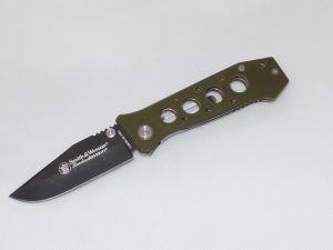 Smith & Wesson-CK7H , Homeland Security Folding Knife, Green G-10 Handles, ,3.29'' Black Plain Blade, With Pocket Clip, First Production Run Series
